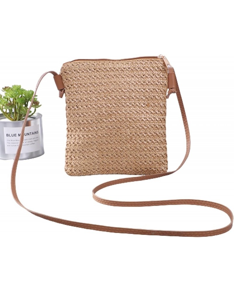 Cross body bag for women, fashionable mini phone cross body bag, solid color grass woven bag for women Lightcoffeecolor $10.1...