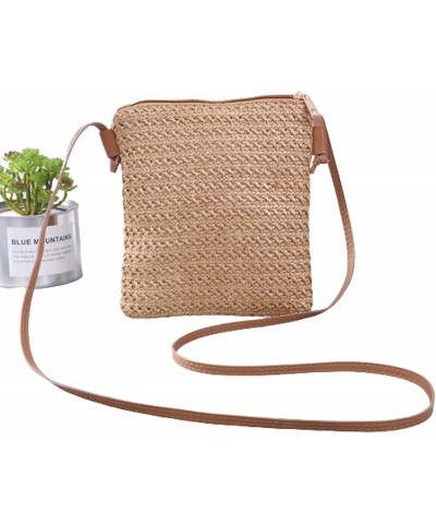 Cross body bag for women, fashionable mini phone cross body bag, solid color grass woven bag for women Lightcoffeecolor $10.1...