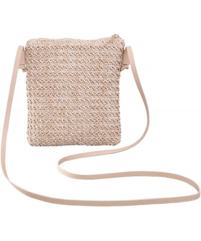 Cross body bag for women, fashionable mini phone cross body bag, solid color grass woven bag for women Lightcoffeecolor $10.1...