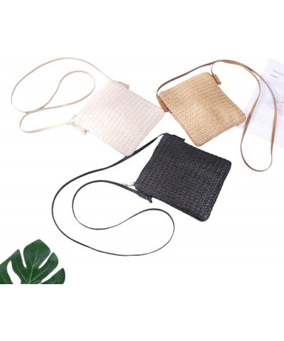 Cross body bag for women, fashionable mini phone cross body bag, solid color grass woven bag for women Lightcoffeecolor $10.1...