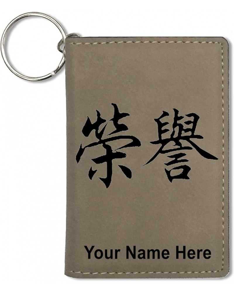 ID Holder Wallet, Chinese Honor Symbol, Personalized Engraving Included (Teal) Light Brown $13.72 Wallets