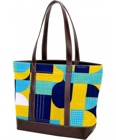 The Tote Bag For Women,Tote Bag With Zipper,Canvas Tote Bag,Blue White Yellow Pattern Handbags $21.88 Totes