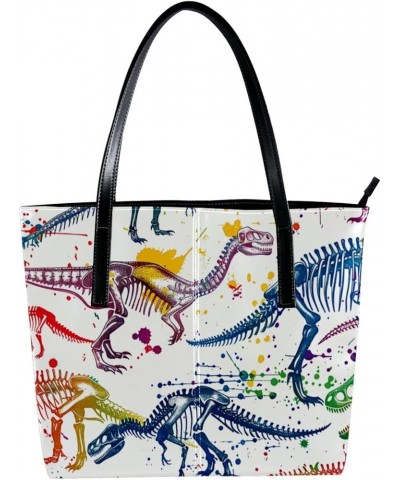 Tote Bag, Large Tote Bags for Women, Tote Bag with Zipper, Colored Dinosaur Bones, Womens Tote Bag Design 8998 $17.62 Totes