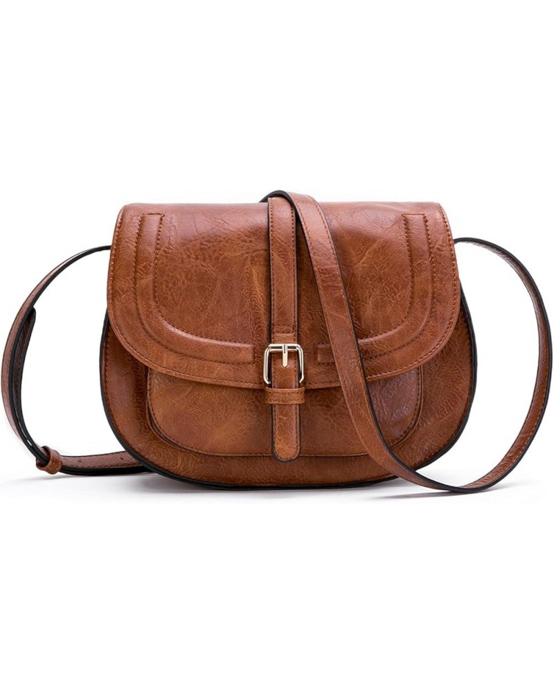 Crossbody Bags for Women,Small Saddle Purse and Boho Cross Body Handbags,Vegan Leather Brown $16.23 Crossbody Bags