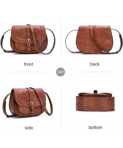 Crossbody Bags for Women,Small Saddle Purse and Boho Cross Body Handbags,Vegan Leather Brown $16.23 Crossbody Bags