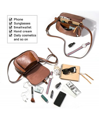 Crossbody Bags for Women,Small Saddle Purse and Boho Cross Body Handbags,Vegan Leather Brown $16.23 Crossbody Bags