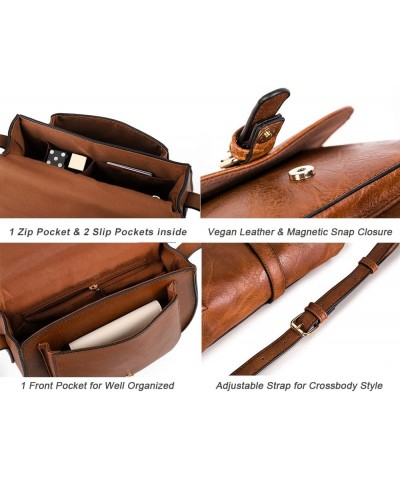 Crossbody Bags for Women,Small Saddle Purse and Boho Cross Body Handbags,Vegan Leather Brown $16.23 Crossbody Bags