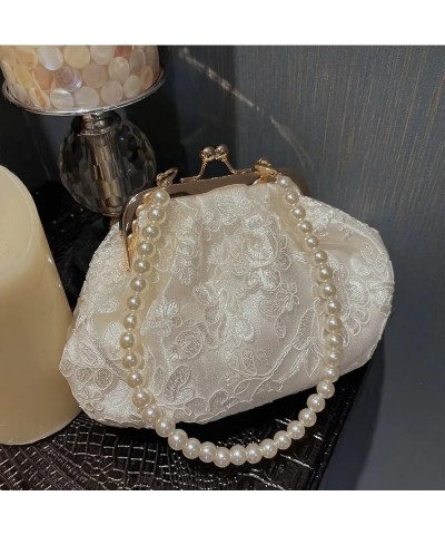 Embroidered Evening Handbags Pearl Chain Shoulder Bag All-Match Clip Dinner Party Clutch Purse Women Messenger Bags Black $28...