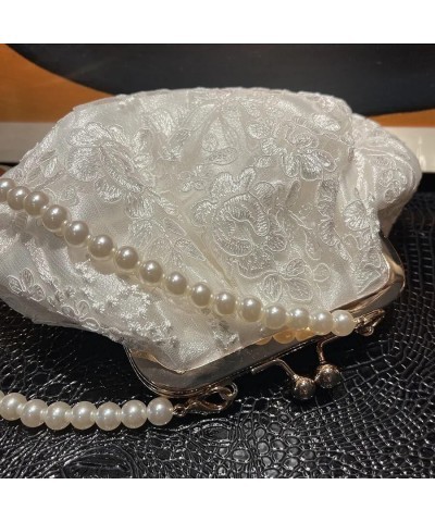 Embroidered Evening Handbags Pearl Chain Shoulder Bag All-Match Clip Dinner Party Clutch Purse Women Messenger Bags Black $28...