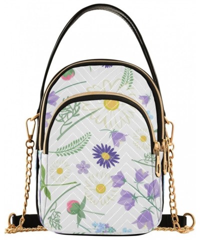 Purple Flowers Crossbody Bags for Women Small Shoulder with Detachable Straps, Trendy Cell Phone Purse Shoulder Handbags for ...