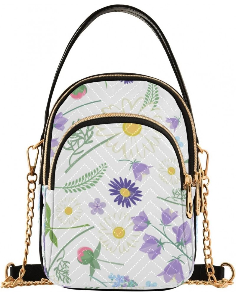 Purple Flowers Crossbody Bags for Women Small Shoulder with Detachable Straps, Trendy Cell Phone Purse Shoulder Handbags for ...