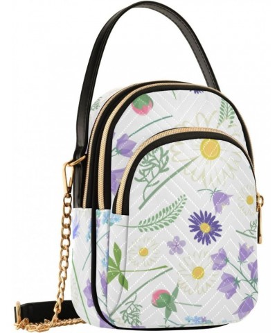 Purple Flowers Crossbody Bags for Women Small Shoulder with Detachable Straps, Trendy Cell Phone Purse Shoulder Handbags for ...