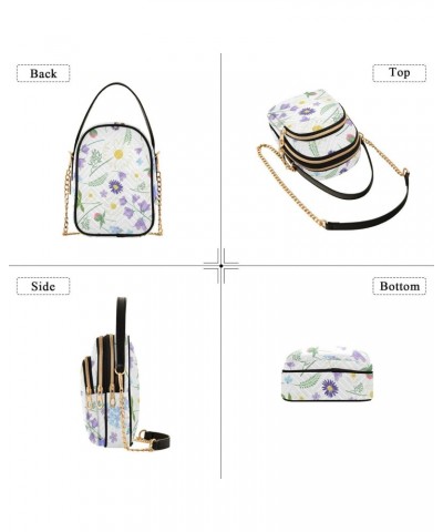 Purple Flowers Crossbody Bags for Women Small Shoulder with Detachable Straps, Trendy Cell Phone Purse Shoulder Handbags for ...