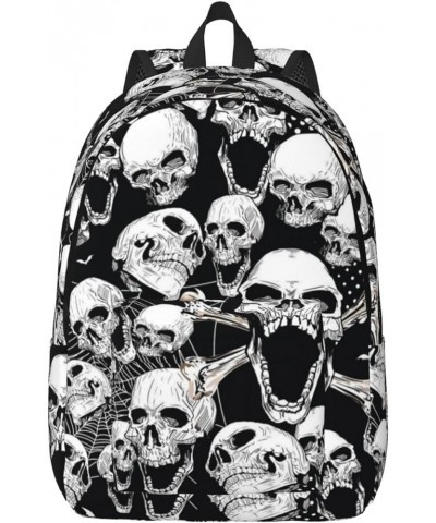 Skull Background Print Unisex Canvas Backpack Cute Backpack For Travel Sports Casual Aesthetic Backpack Black Small $24.65 Ba...