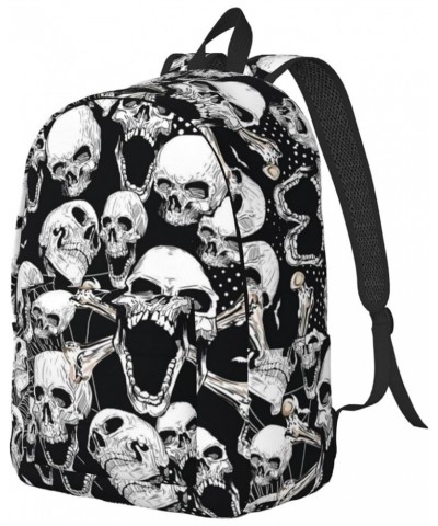 Skull Background Print Unisex Canvas Backpack Cute Backpack For Travel Sports Casual Aesthetic Backpack Black Small $24.65 Ba...