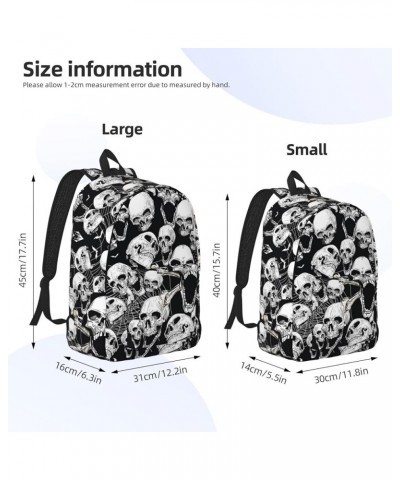 Skull Background Print Unisex Canvas Backpack Cute Backpack For Travel Sports Casual Aesthetic Backpack Black Small $24.65 Ba...