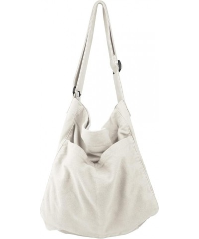 Canvas Hobo Crossbody Shoulder Tote Bag for Women and Men W/Multi-pocket Casual Purse Messenger Bags Travel Work White $20.99...