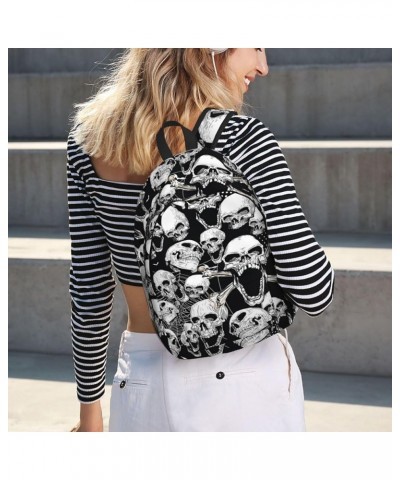 Skull Background Print Unisex Canvas Backpack Cute Backpack For Travel Sports Casual Aesthetic Backpack Black Small $24.65 Ba...