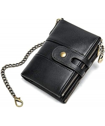 Men's Wallet Leather Men's Wallet Europe and The United States Retro Wind Anti-Theft Chain Multi-Card Short Paragraph (Color ...