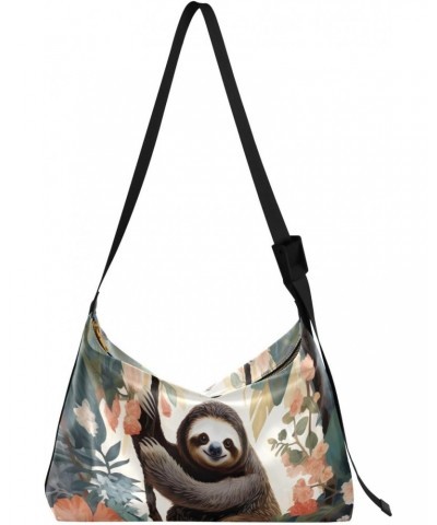 Sloth Cute Flower Crossbody Bag for Women Men with Adjustable Strap PU Leather Shoulder Hobo Purse Bag 20848321 $16.17 Should...