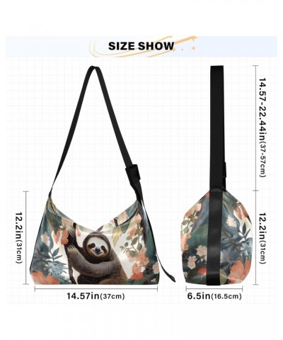 Sloth Cute Flower Crossbody Bag for Women Men with Adjustable Strap PU Leather Shoulder Hobo Purse Bag 20848321 $16.17 Should...