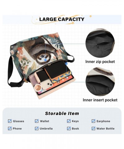 Sloth Cute Flower Crossbody Bag for Women Men with Adjustable Strap PU Leather Shoulder Hobo Purse Bag 20848321 $16.17 Should...