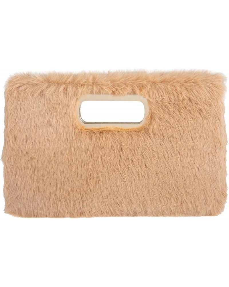 Faux Fur Top Handle Clutch Purse Camel $22.53 Clutches