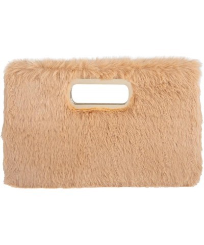 Faux Fur Top Handle Clutch Purse Camel $22.53 Clutches