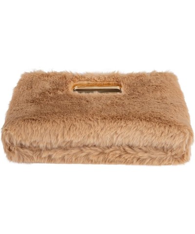 Faux Fur Top Handle Clutch Purse Camel $22.53 Clutches