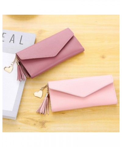 Wallets for Women ，Large Faux Leather Credit Card Holder Tassel Campus Pendant Fashion Multifunction Wallet Lilac Colour Wath...