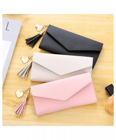 Wallets for Women ，Large Faux Leather Credit Card Holder Tassel Campus Pendant Fashion Multifunction Wallet Lilac Colour Wath...