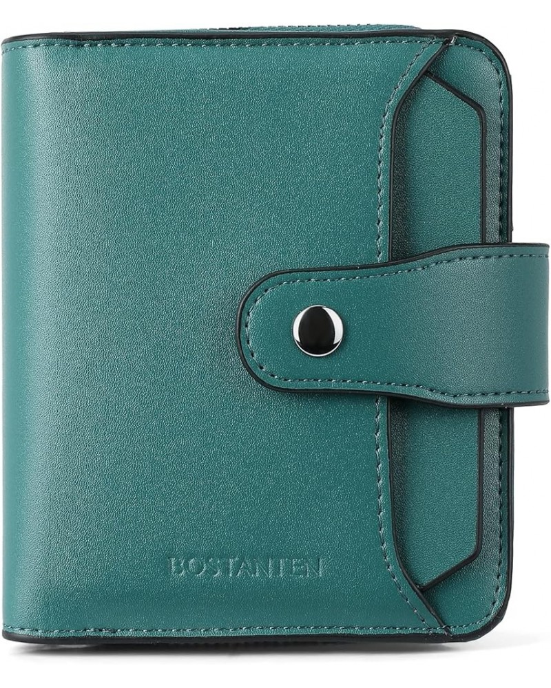 Leather Wallets for Women RFID Blocking Zipper Pocket Small Bifold Wallet Card Case 1-green-napa $15.84 Wallets