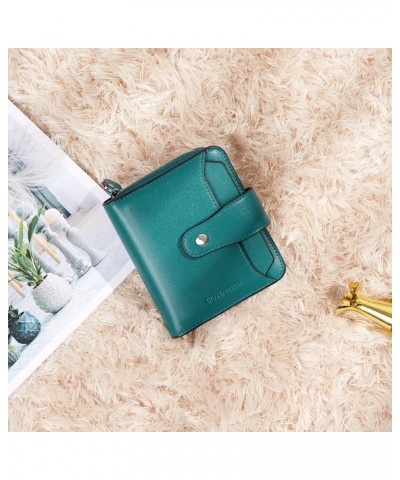 Leather Wallets for Women RFID Blocking Zipper Pocket Small Bifold Wallet Card Case 1-green-napa $15.84 Wallets