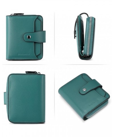 Leather Wallets for Women RFID Blocking Zipper Pocket Small Bifold Wallet Card Case 1-green-napa $15.84 Wallets