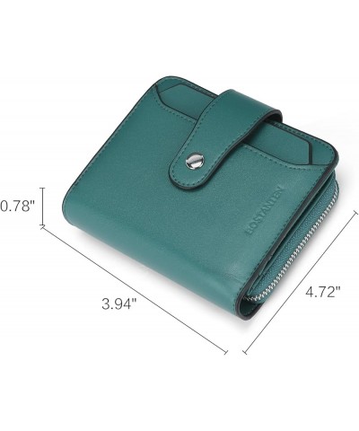 Leather Wallets for Women RFID Blocking Zipper Pocket Small Bifold Wallet Card Case 1-green-napa $15.84 Wallets