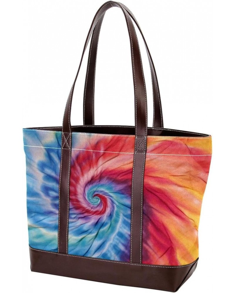 The Tote Bag For Women,Tote Bag With Zipper,Canvas Tote Bag,Bright Watercolor Tie Dye Handbags $21.48 Totes