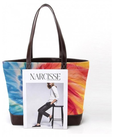 The Tote Bag For Women,Tote Bag With Zipper,Canvas Tote Bag,Bright Watercolor Tie Dye Handbags $21.48 Totes