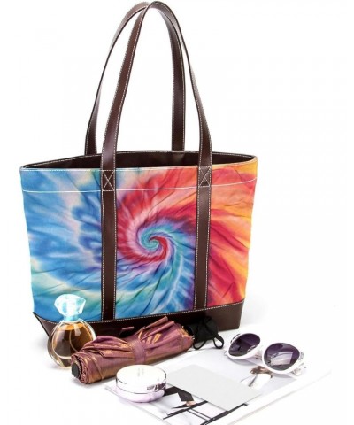 The Tote Bag For Women,Tote Bag With Zipper,Canvas Tote Bag,Bright Watercolor Tie Dye Handbags $21.48 Totes