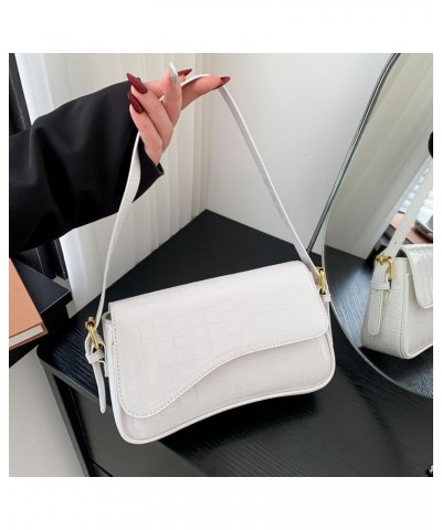 Small Shoulder Bag Y2K Purse for Women Crocodile Handbag Clutch Purse Classic Retro Crossbody Bag Satchel A05-white Crocodile...