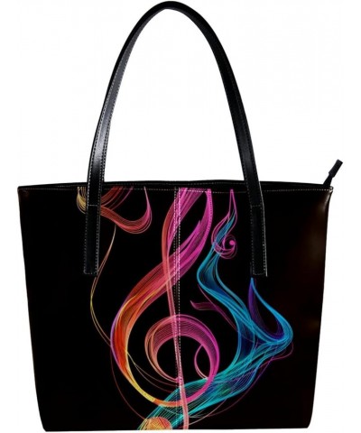 Tote Bag for Women, Vegan Leather Large Tote Bag, Tote Bag with Zipper, Music Colored Notes, Tote Bags Women Pattern 6684 $21...