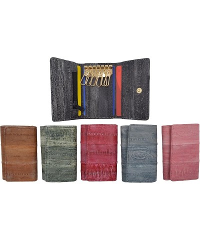 New Waterproof Eel Skin Leather Key Case Holder Credit Card Wallet Pink $14.55 Wallets