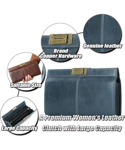 Vintage Genuine Leather Clutch Purse for Women Ladies Cell Phone Handbag Credit Card Holder Wallet with Multi Compartments Bl...