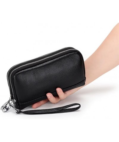 Wristlet Wallet for Women Designer Clutch Purse Soft Leather Change Purse with Card Slots Lightweight Cell Phone Purse Black ...