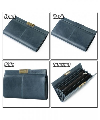 Vintage Genuine Leather Clutch Purse for Women Ladies Cell Phone Handbag Credit Card Holder Wallet with Multi Compartments Bl...