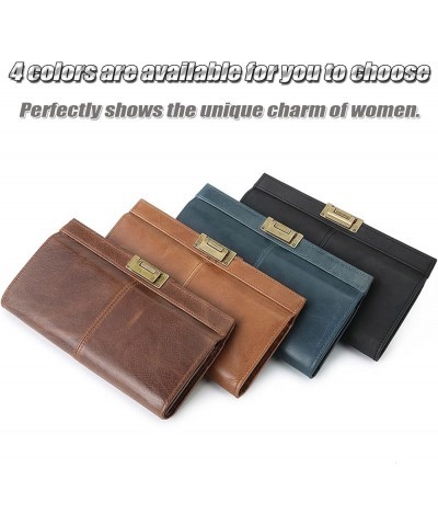 Vintage Genuine Leather Clutch Purse for Women Ladies Cell Phone Handbag Credit Card Holder Wallet with Multi Compartments Bl...