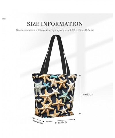 Seashell Starfish Tote Bag with Zipper for Women Inside Mesh Pocket Heavy Duty Casual Anti-water Cloth Shoulder Handbag Outdo...