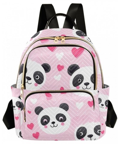 Small Backpack Purse for Women, Pink Heart Panda Travel Bag Casual Daypack Shoulder Bag Small $20.51 Backpacks