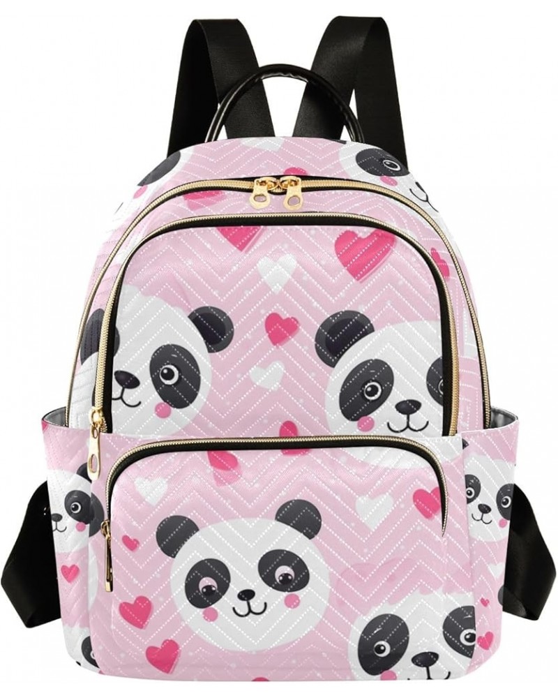 Small Backpack Purse for Women, Pink Heart Panda Travel Bag Casual Daypack Shoulder Bag Small $20.51 Backpacks