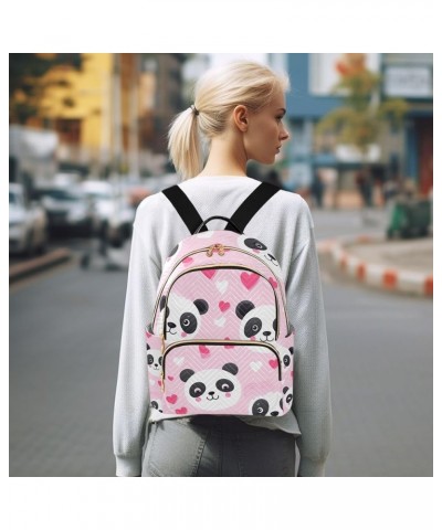 Small Backpack Purse for Women, Pink Heart Panda Travel Bag Casual Daypack Shoulder Bag Small $20.51 Backpacks