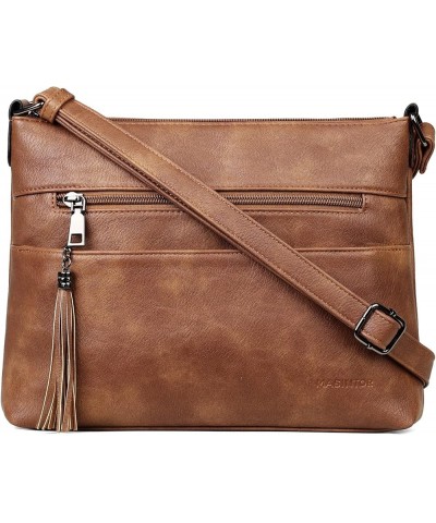 Crossbody Bags for Women, Lightweight Medium Crossbody Purse, Soft Leather Women's Shoulder Handbags with Tassel Mocha Brown ...